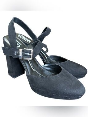 Circus by Sam Edelman Black Suede Block Heel Mary Jane with Buckle